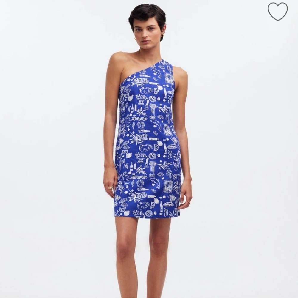 Madewell x Lisa Says Gah! One-Shoulder Mini Dress NQ574 Size 12 NWT